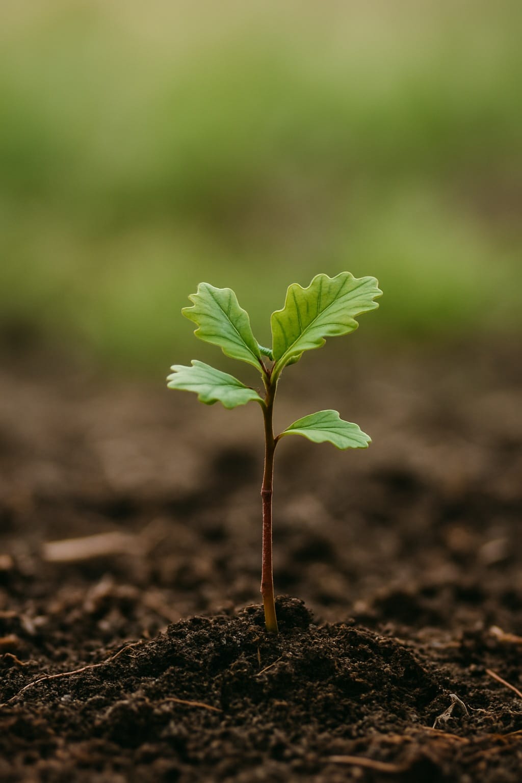 Symbolbild: Ein kleiner Keimling wächst aus der Erde und steht für Fokus, Geduld und den bewussten Umgang mit Ablenkung